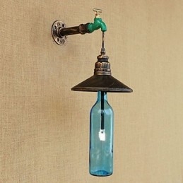 Lampe murale rétro en forme de bouteille de tuyau en fer pour décoration de bar ou d'hôtel