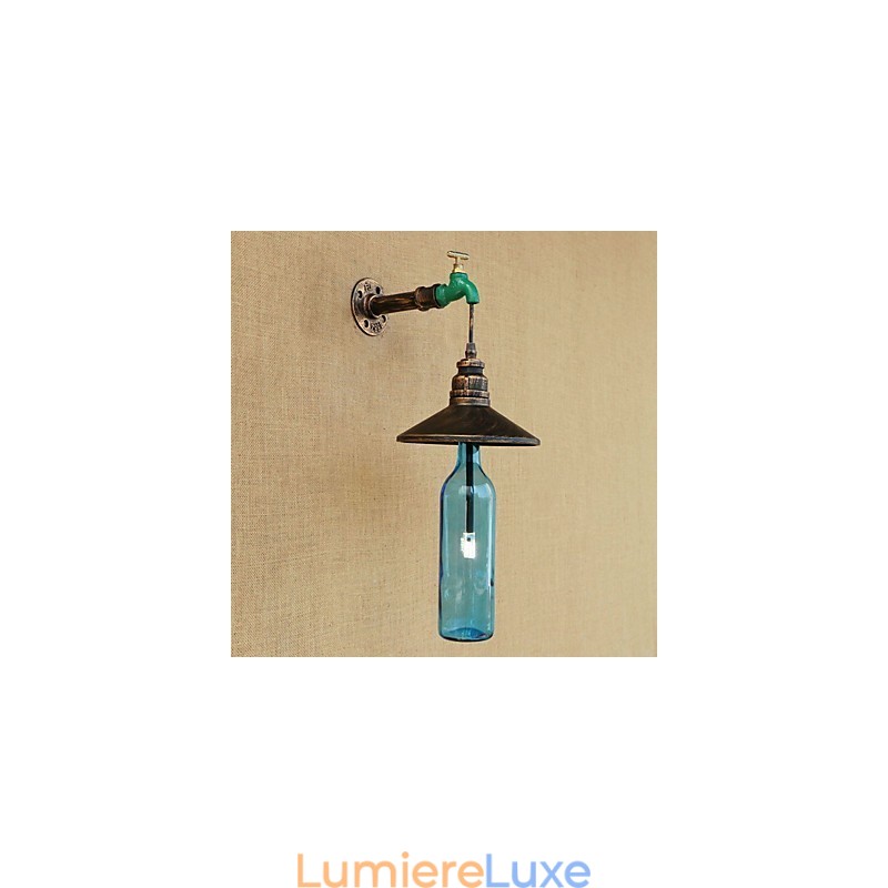Lampe murale rétro en forme de bouteille de tuyau en fer pour décoration de bar ou d'hôtel