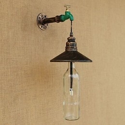 Lampe murale rétro en forme de bouteille de tuyau en fer pour décoration de bar ou d'hôtel