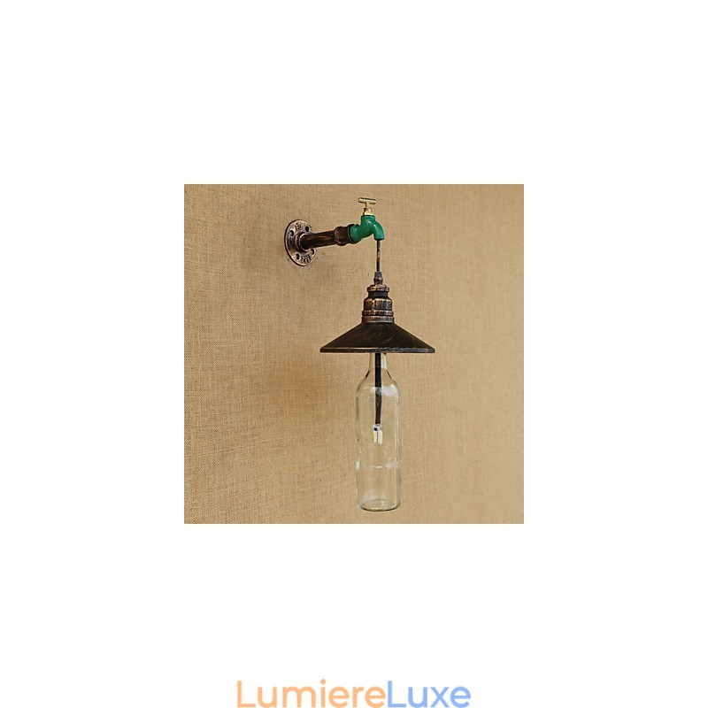 Lampe murale rétro en forme de bouteille de tuyau en fer pour décoration de bar ou d'hôtel