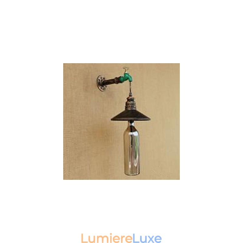 Lampe murale rétro en forme de bouteille de tuyau en fer pour décoration de bar ou d'hôtel