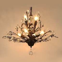 Plafonnier vintage en cristal 8 lumières, peinture métal noir ou doré