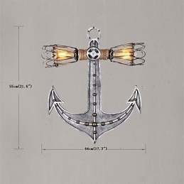 Appliques murales industrielles vintage en bois en forme d'ancre de bateau, éclairage créatif pour restaurant, café, bar, décoration