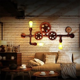 Appliques murales industrielles vintage en forme de barre en bois, lumières rotatives créatives pour restaurant, café, bar, décoration