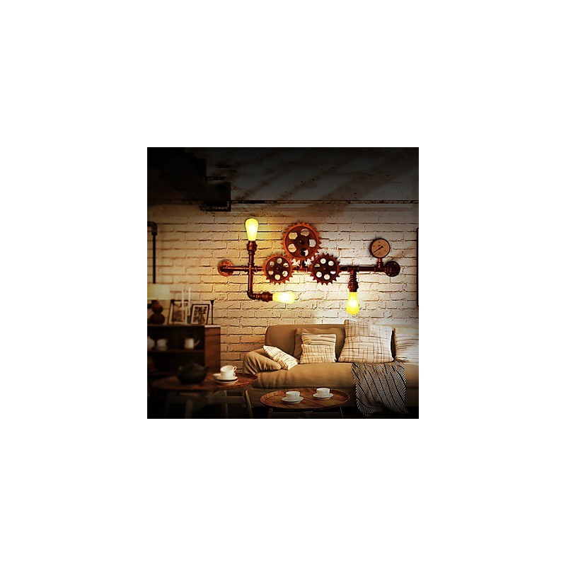 Appliques murales industrielles vintage en forme de barre en bois, lumières rotatives créatives pour restaurant, café, bar, décoration