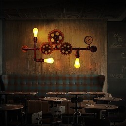 Appliques murales industrielles vintage en forme de barre en bois, lumières rotatives créatives pour restaurant, café, bar, décoration