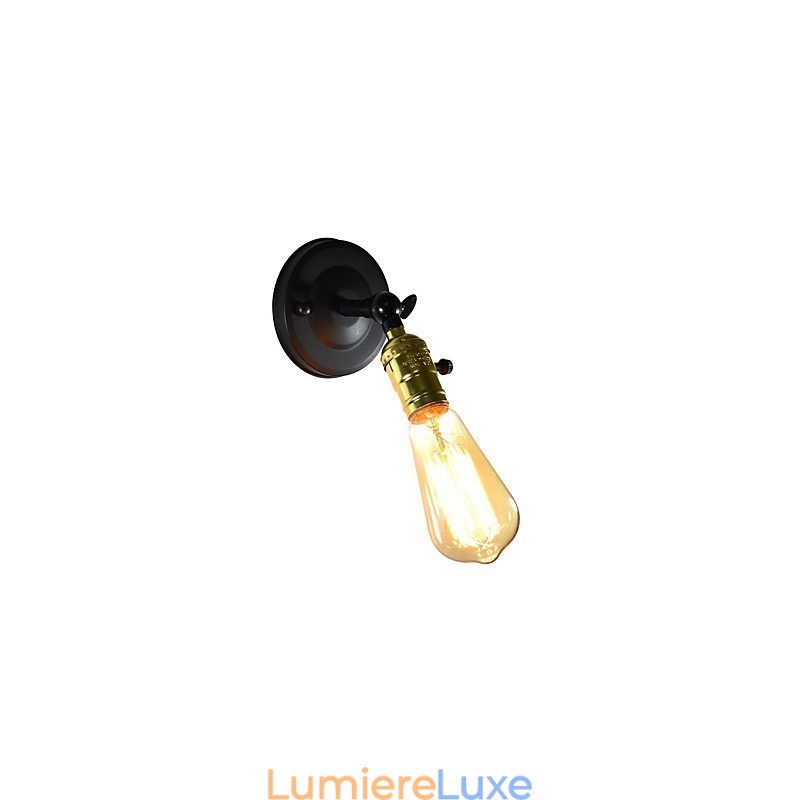Applique murale en fer noir simple et rétro, lampe murale décorative à une tête, style européen
