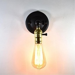 Applique murale en fer noir simple et rétro, lampe murale décorative à une tête, style européen