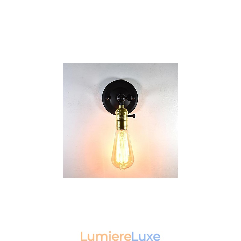 Applique murale en fer noir simple et rétro, lampe murale décorative à une tête, style européen