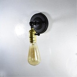Applique murale en fer noir simple et rétro, lampe murale décorative à une tête, style européen