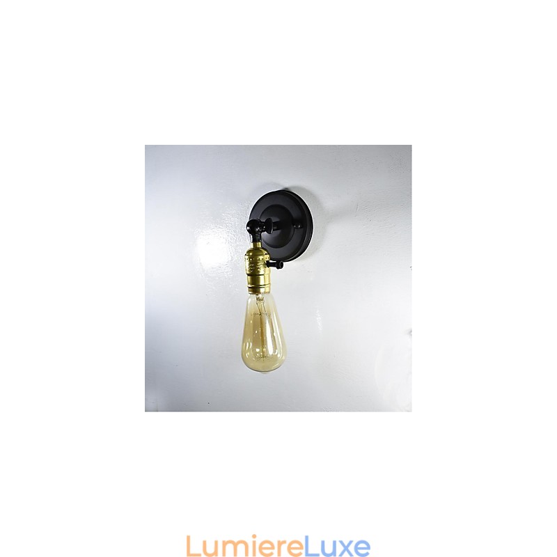 Applique murale en fer noir simple et rétro, lampe murale décorative à une tête, style européen