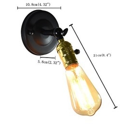 Applique murale en fer noir simple et rétro, lampe murale décorative à une tête, style européen