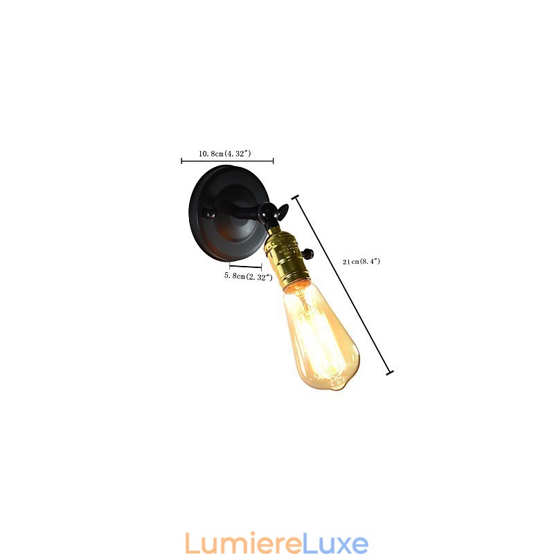 Applique murale en fer noir simple et rétro, lampe murale décorative à une tête, style européen
