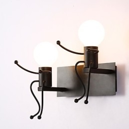Applique murale rustique en métal style vintage en forme de robot, style industriel, idéal pour un bar, un café, un couloir ou une entrée. Noir et blanc en option.