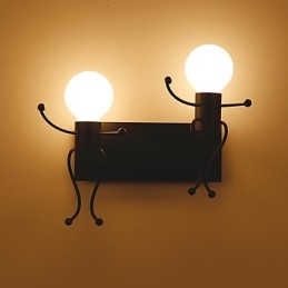 Applique murale rustique en métal style vintage en forme de robot, style industriel, idéal pour un bar, un café, un couloir ou une entrée. Noir et blanc en option.
