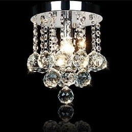 Lustre suspendu en cristal chromé moderne, contemporain, traditionnel, classique et campagnard
