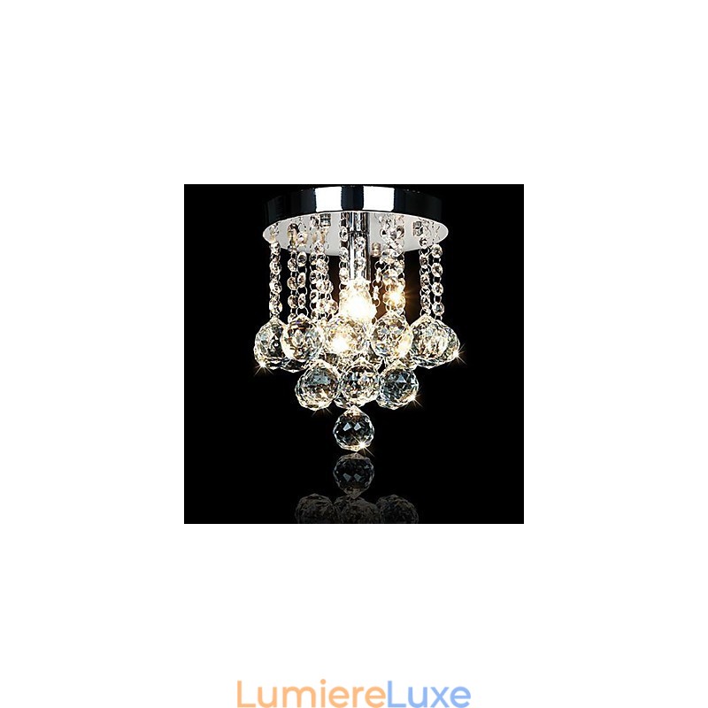 Lustre suspendu en cristal chromé moderne, contemporain, traditionnel, classique et campagnard
