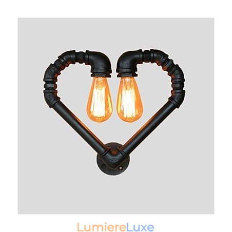 Applique murale créative en forme de pipe à eau vintage, design cœur aimanté, luminaire décoratif d'intérieur, idéal pour un salon, un restaurant, un bar ou un café Applique murale créative en forme de pipe à eau vintage, design cœur aimanté, luminaire décoratif d'intérieur, idéal pour un salon, un restaurant, un bar ou un café