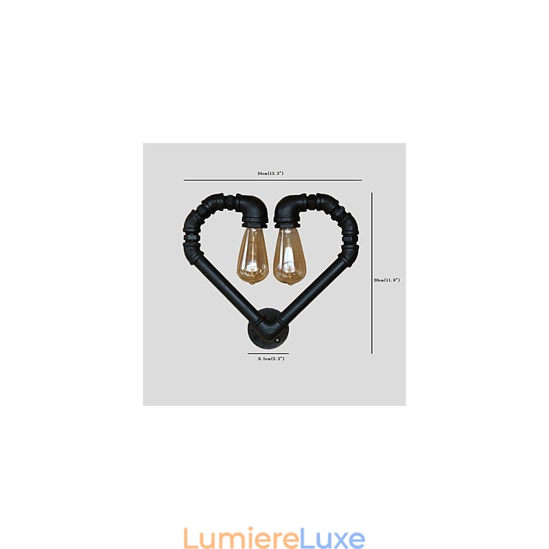 Applique murale créative en forme de pipe à eau vintage, design cœur aimanté, luminaire décoratif d'intérieur, idéal pour un salon, un restaurant, un bar ou un café