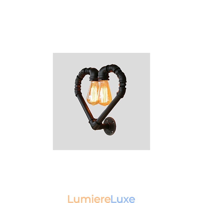 Applique murale créative en forme de pipe à eau vintage, design cœur aimanté, luminaire décoratif d'intérieur, idéal pour un salon, un restaurant, un bar ou un café