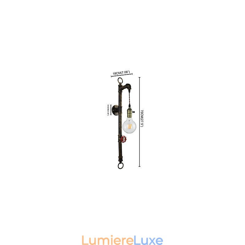 Applique murale en fer forgé, lampe sabre laser noire muette sur le mur