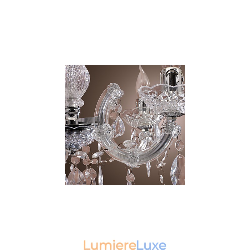 Plafonnier chromé Upligh, lampe bougie, luminaire acrylique, lustre suspendu