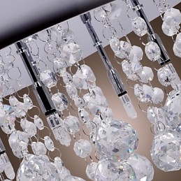 Plafonnier moderne contemporain en métal chromé et cristal