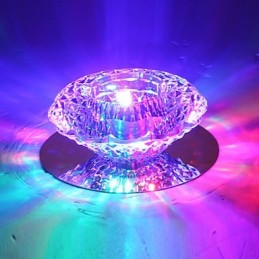 Plafonnier moderne à économie d'énergie 3 W en cristal avec ampoule vers le bas
