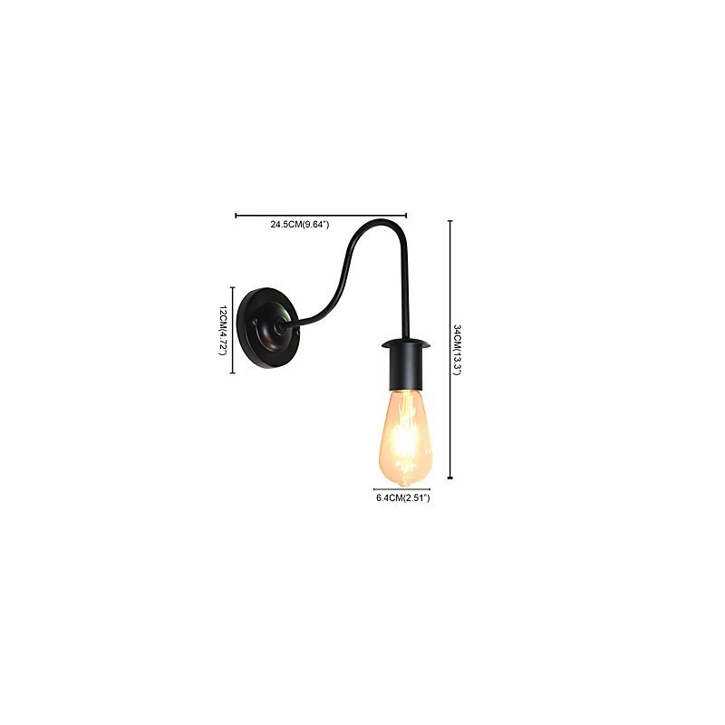 Appliques murales Lampe murale en fer Lampe sabre laser noire muette sur le mur