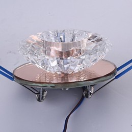 Plafonnier moderne à économie d'énergie 3 W en cristal avec ampoule vers le bas