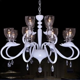 Lustre en cristal de style européen à 12 lumières, style cygne créatif et individualiste