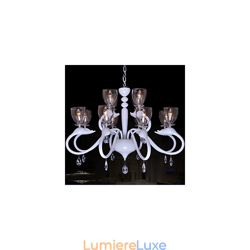 Lustre en cristal de style européen à 12 lumières, style cygne créatif et individualiste