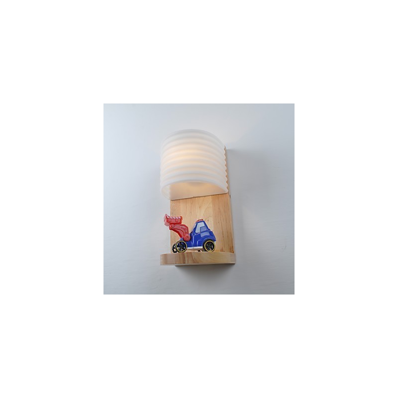 Lampe murale simple, lampe de chevet avec abat-jour en verre et bois massif pour chambre à coucher, commode, salon, chambre de bébé, dortoir universitaire, table basse, bibliothèque