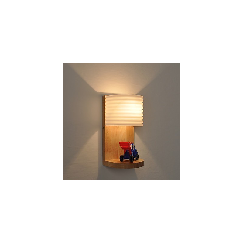 Lampe murale simple, lampe de chevet avec abat-jour en verre et bois massif pour chambre à coucher, commode, salon, chambre de bébé, dortoir universitaire, table basse, bibliothèque