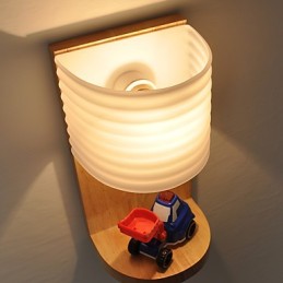 Lampe murale simple, lampe de chevet avec abat-jour en verre et bois massif pour chambre à coucher, commode, salon, chambre de bébé, dortoir universitaire, table basse, bibliothèque