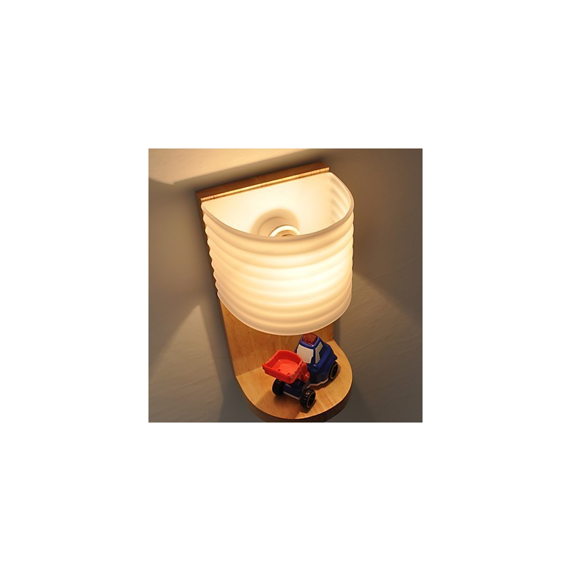 Lampe murale simple, lampe de chevet avec abat-jour en verre et bois massif pour chambre à coucher, commode, salon, chambre de bébé, dortoir universitaire, table basse, bibliothèque