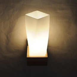 Lampe murale simple, lampe de chevet avec abat-jour en verre et bois massif pour chambre à coucher, commode, salon, chambre de bébé, dortoir universitaire, table basse, bibliothèque