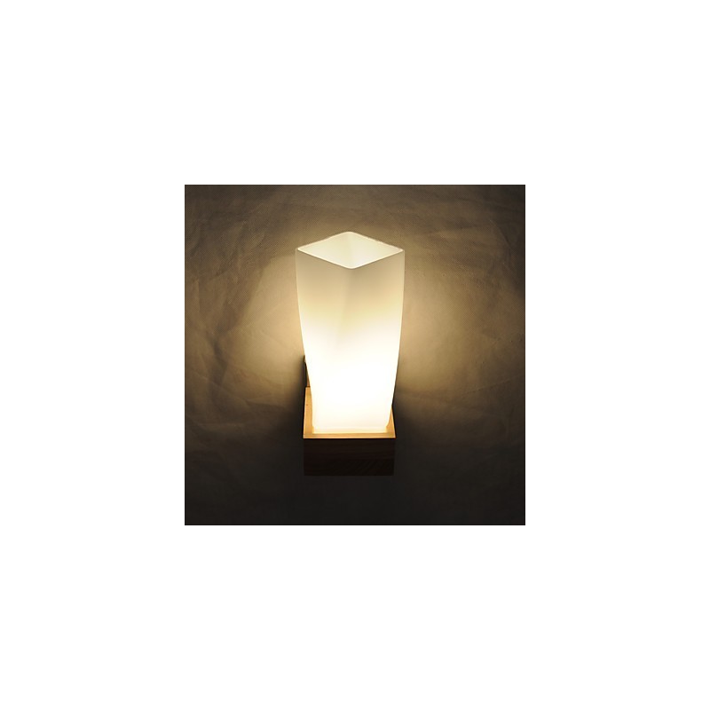 Lampe murale simple, lampe de chevet avec abat-jour en verre et bois massif pour chambre à coucher, commode, salon, chambre de bébé, dortoir universitaire, table basse, bibliothèque