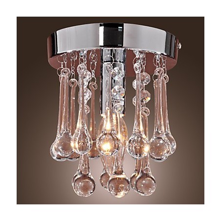 Plafonnier encastré moderne et contemporain en cristal de style mini chromé Plafonnier encastré moderne et contemporain en cristal de style mini chromé