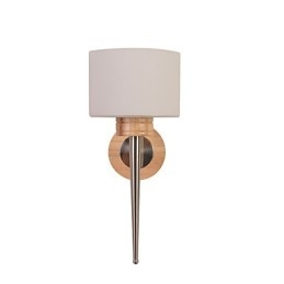 Lampe murale simple, lampe de chevet avec abat-jour en verre et bois massif, idéale pour une chambre, une commode, un salon ou une chambre de bébé.