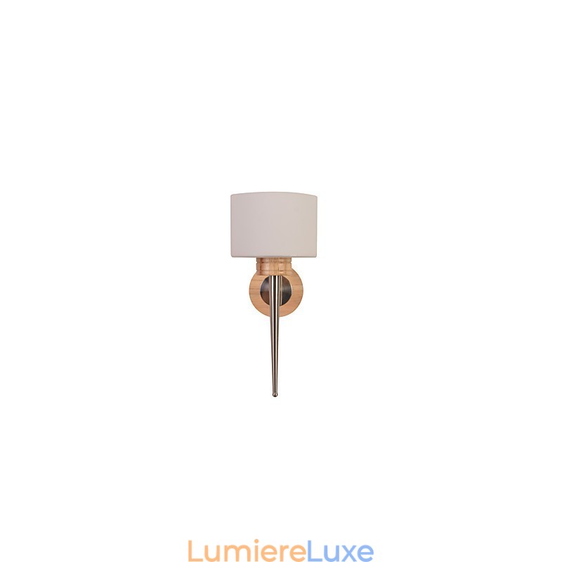 Lampe murale simple, lampe de chevet avec abat-jour en verre et bois massif, idéale pour une chambre, une commode, un salon ou une chambre de bébé.