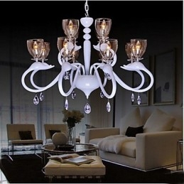 Lustre en cristal de style européen à 12 lumières, style cygne créatif et individualiste