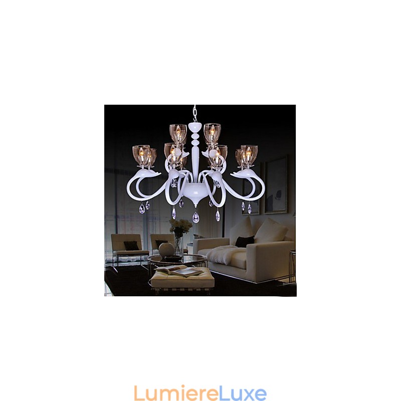Lustre en cristal de style européen à 12 lumières, style cygne créatif et individualiste