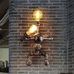 Appliques murales en forme de tuyau d'eau, style industriel rétro, design robot créatif, en métal, pour restaurant, café, bar, table de bar