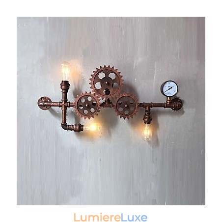 Appliques murales industrielles vintage en forme d'engrenage en bois, lumières rotatives créatives pour restaurant, café, bar, décoration Appliques murales industrielles vintage en forme d'engrenage en bois, lumières rotatives créatives pour restaurant, café, bar, décoration