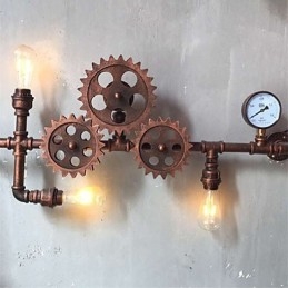 Appliques murales industrielles vintage en forme d'engrenage en bois, lumières rotatives créatives pour restaurant, café, bar, décoration