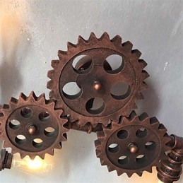 Appliques murales industrielles vintage en forme d'engrenage en bois, lumières rotatives créatives pour restaurant, café, bar, décoration