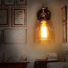 Applique murale industrielle en verre avec base en métal, style Edison, luminaire décoratif pour salle à manger, bureau, couloir