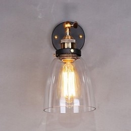 Applique murale industrielle en verre avec base en métal, style Edison, luminaire décoratif pour salle à manger, bureau, couloir
