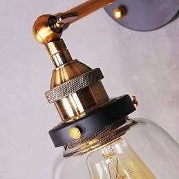 Applique murale industrielle en verre avec base en métal, style Edison, luminaire décoratif pour salle à manger, bureau, couloir